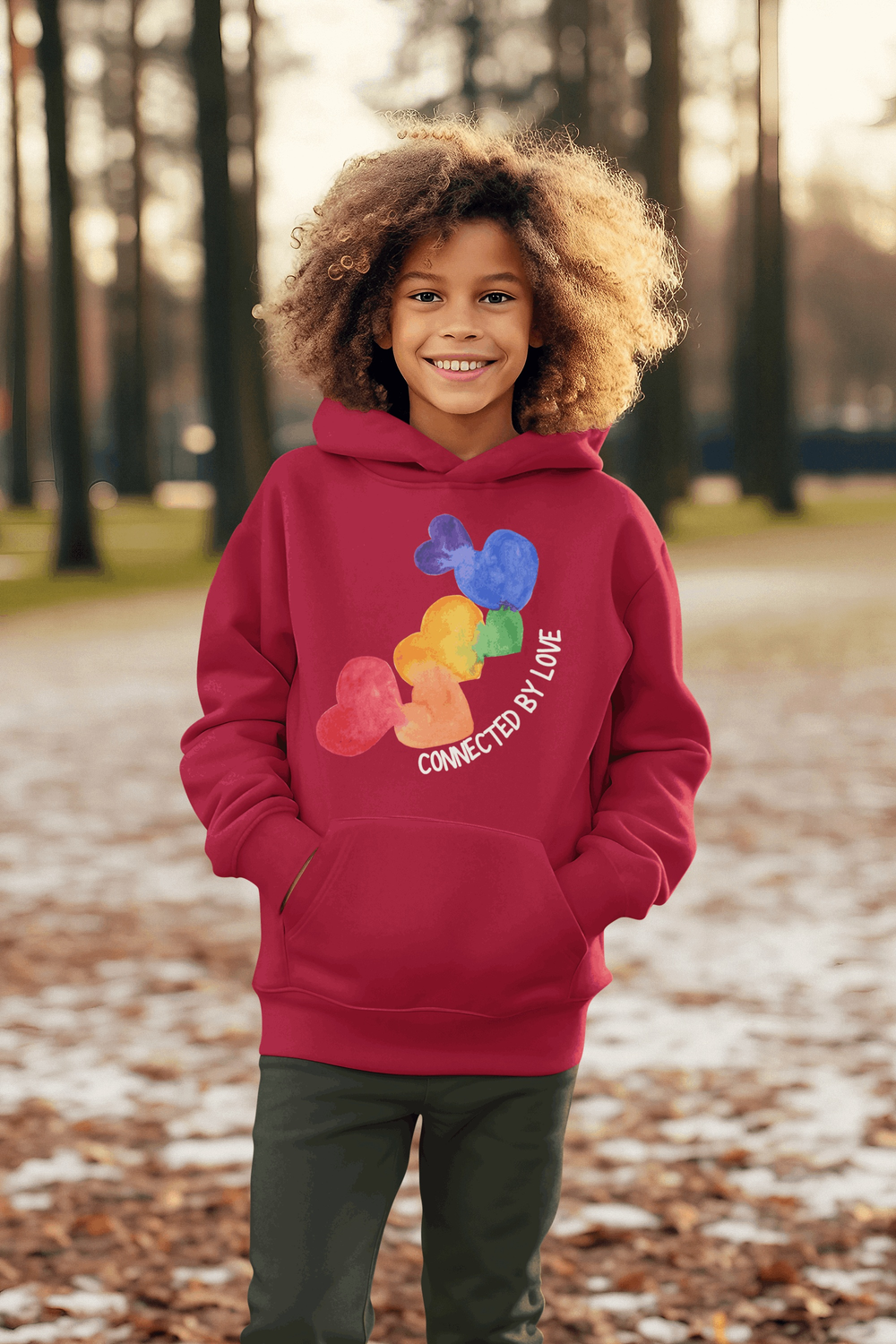 "Connected Hearts" Kids' Pullover Hoodie - Warmth in Unity