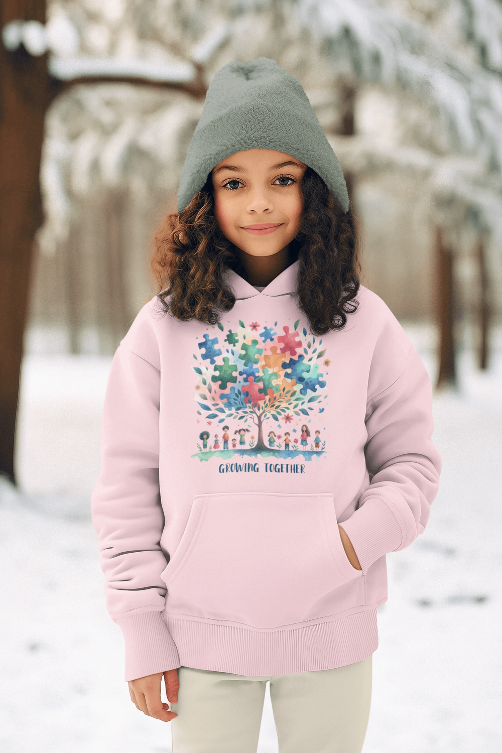 "Growing Together" Kids' Pullover Hoodie - Cozy Inclusivity